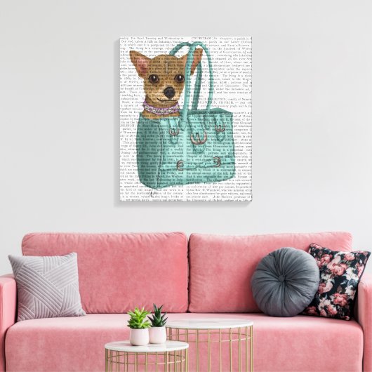 Chihuahua in Tasche Leinwanddruck (Insitu (Wohnzimmer))