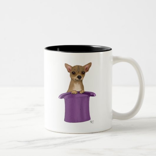 Chihuahua in Top Hat Zweifarbige Tasse (Rechts)