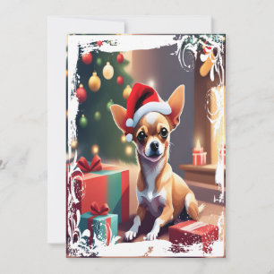 Chihuahua in Weihnachtshut Feiertagskarte