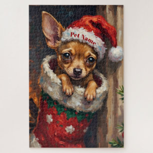 Chihuahua in Weihnachtsstrumpfhut Puzzle