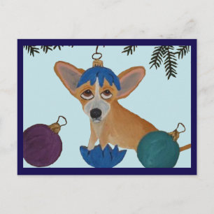 Chihuahua in zerbrochenem Weihnachtsschmuck Postkarte
