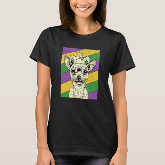 Chihuahua Jester Mardi Gras Dog Mom or Dad T-Shirt (Vorderseite)