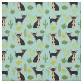 Chihuahua-Kaktushunde hellblau Stoff (Muster)