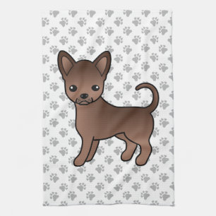 Chihuahua-Karikaturhund mit glattem Fell und Schok Geschirrtuch