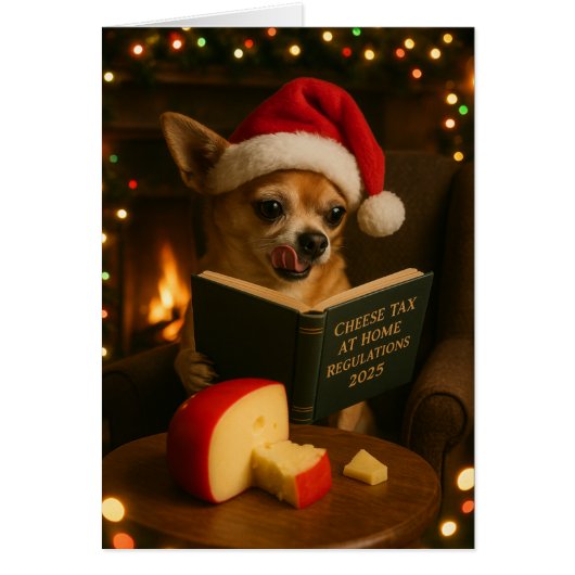Chihuahua-''Käse-Steuer''-Weihnachtskarte (Vorne)