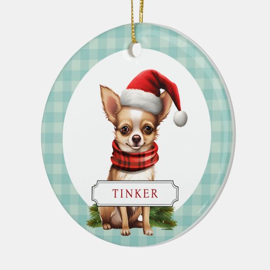 Chihuahua Keramik Circle Ornament (Links)