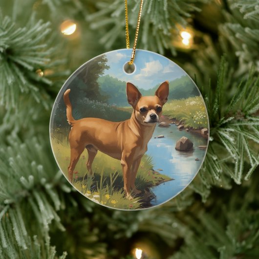 Chihuahua Keramik Ornament (Baum)