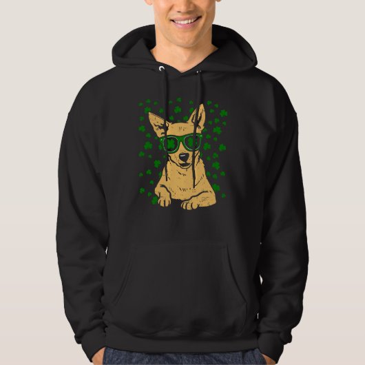 Chihuahua Kleeblatt Glasses St Patricks Day Dog Hoodie (Vorderseite)
