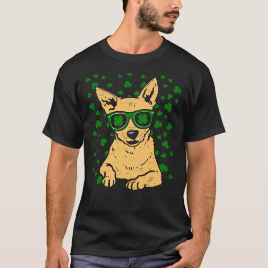 Chihuahua Kleeblatt Glasses St Patricks Day Dog T-Shirt (Vorderseite)