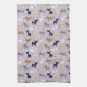 Chihuahua Knochen und Paare Lila Geschirrtuch (Vertikal)