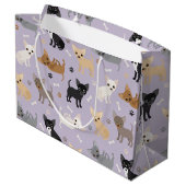Chihuahua Knochen und Paare Lila Große Geschenktüte (Rückseite Schrägansicht)