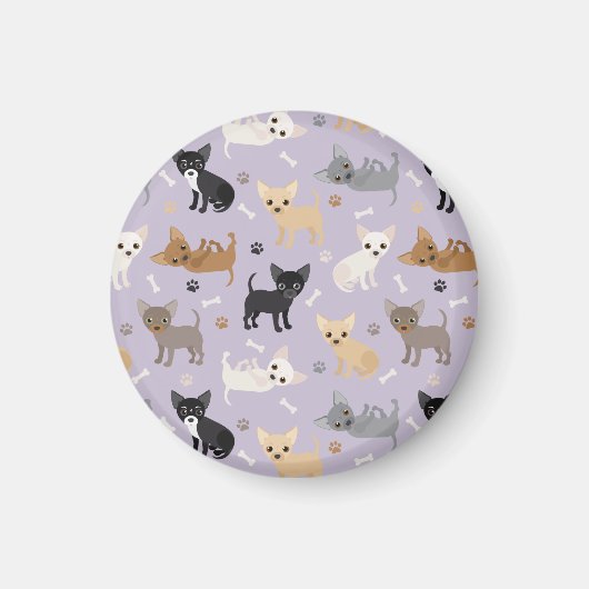 Chihuahua Knochen und Paare Lila Magnet (Vorne)