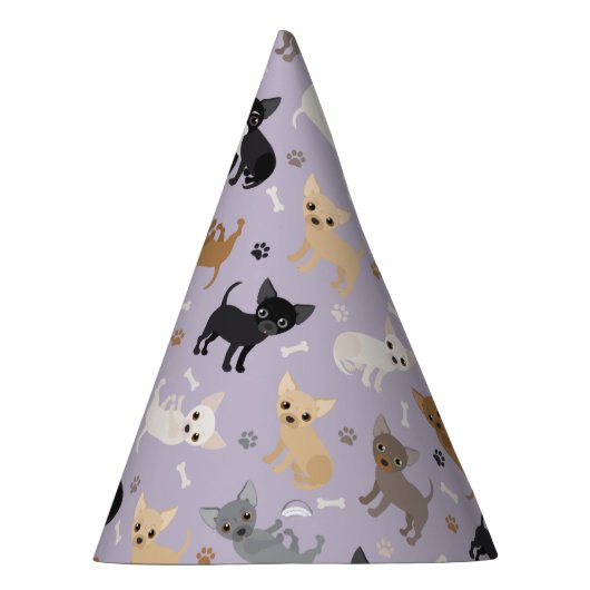 Chihuahua Knochen und Paare Lila Partyhütchen (Rechts)
