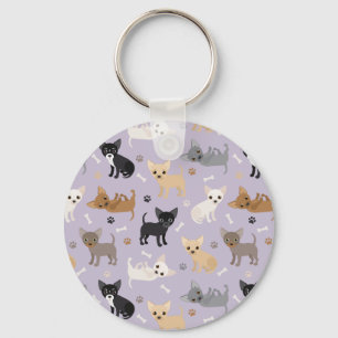 Chihuahua Knochen und Paare Lila Schlüsselanhänger