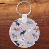 Chihuahua Knochen und Paare Lila Schlüsselanhänger (Vorderseite)