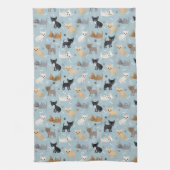 Chihuahua Knochen und Paws Blaues Küchentuch (Vertikal)