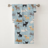 Chihuahua Knochen und Paws Blue Bath Handtuch Set (Insitu)