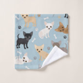 Chihuahua Knochen und Paws Blue Bath Handtuch Set (Waschlappen)