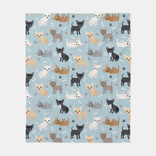 Chihuahua Knochen und Paws Blue Fleece Blanket (Vorderseite)