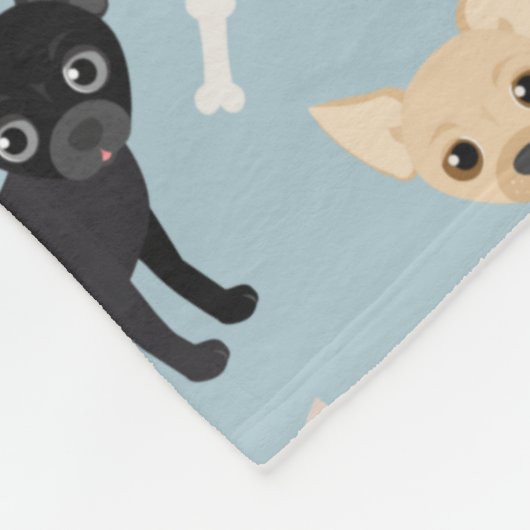 Chihuahua Knochen und Paws Blue Fleece Blanket (Ecke)