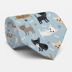Chihuahua Knochen und Paws Blue Krawatte