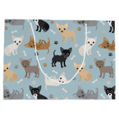 Chihuahua Knochen und Paws Blue Large Gift Bag Große Geschenktüte (Rückseite)