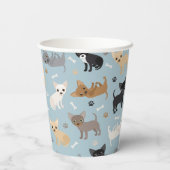 Chihuahua Knochen und Paws Blue Paper Cups Pappbecher (Rückseite)