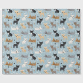 Chihuahua Knochen und Paws Blue Wrapping Paper Geschenkpapier (Flach)
