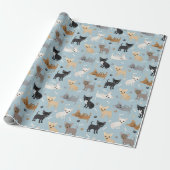 Chihuahua Knochen und Paws Blue Wrapping Paper Geschenkpapier (Ungerollt)