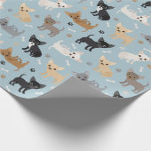 Chihuahua Knochen und Paws Blue Wrapping Paper Geschenkpapier (Ecke)