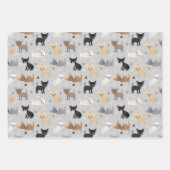 Chihuahua Knochen und Paws Grau Blau Lila Geschenkpapier Set (Vorderseite)