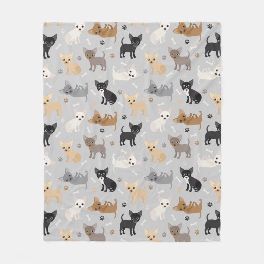Chihuahua Knochen und Paws Grau Fleece Blanket (Vorderseite)