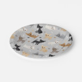 Chihuahua Knochen und Paws Grau Paper Plate Pappteller (Schrägansicht)