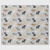Chihuahua Knochen und Paws Grau Wrapping Paper Geschenkpapier (Flach)