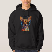 Chihuahua Kopfhörer Dog Funny Animal Art Print Gr Hoodie (Vorderseite)