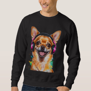 Chihuahua Kopfhörer Dog Funny Animal Art Print Gr Sweatshirt