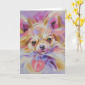 Chihuahua-Kunst-Grußkarte Karte (Gelbe Blume)