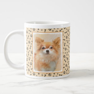 Chihuahua Langhaar-Hund Gemälde Original Kunst Jumbo-Tasse