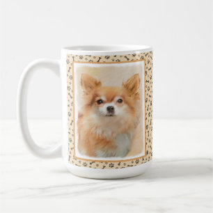 Chihuahua Langhaar-Hund Gemälde Original Kunst Kaffeetasse