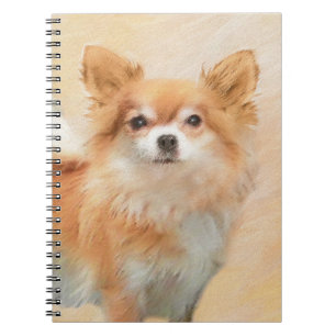 Chihuahua Langhaar-Hund Gemälde Original Kunst Notizblock