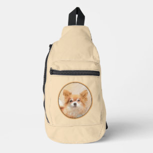 Chihuahua Langhaar Malerei Original Hunde Kunst Crossbody Bag