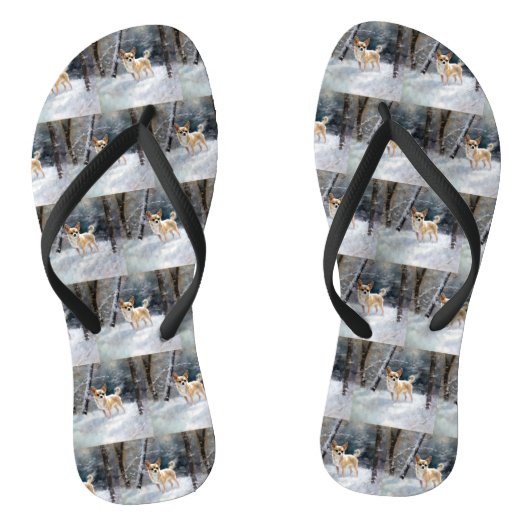 Chihuahua lässt es Weihnachten schnee Badesandalen (Fußbett)