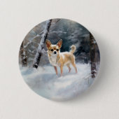 Chihuahua lässt es Weihnachten schnee Button (Vorderseite)