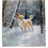 Chihuahua lässt es Weihnachten schnee Duschvorhang (Vorderseite)