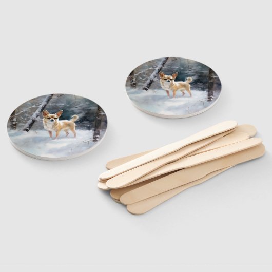 Chihuahua lässt es Weihnachten schnee Fächer (Non-assembled)