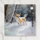 Chihuahua lässt es Weihnachten schnee Geschenkanhänger (Rückseite)