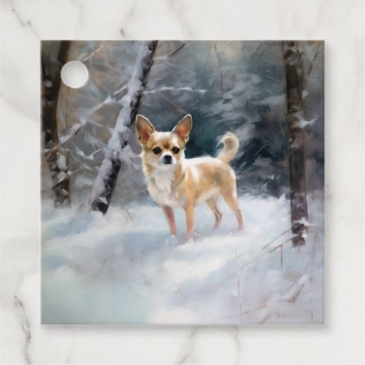 Chihuahua lässt es Weihnachten schnee Geschenkanhänger (Vorderseite)