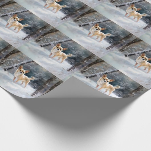 Chihuahua lässt es Weihnachten schnee Geschenkpapier (Ecke)