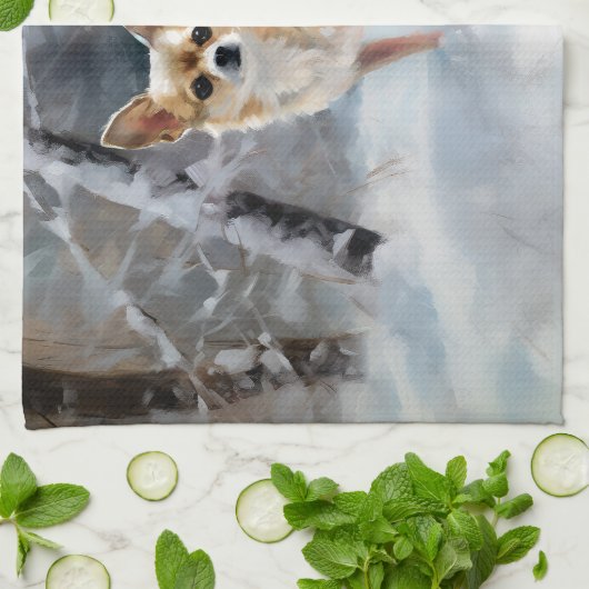 Chihuahua lässt es Weihnachten schnee Geschirrtuch (Gefaltet)