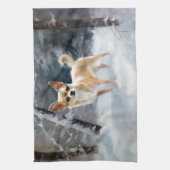 Chihuahua lässt es Weihnachten schnee Geschirrtuch (Vertikal)